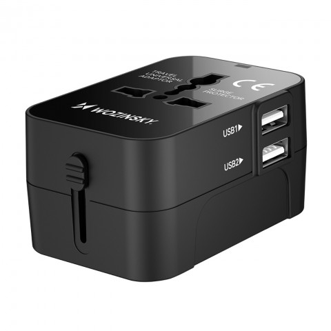 
Universalus kelioninis adapteris, 24 W, EU / US / AUS / UK / 2 x USB-A, juodas
