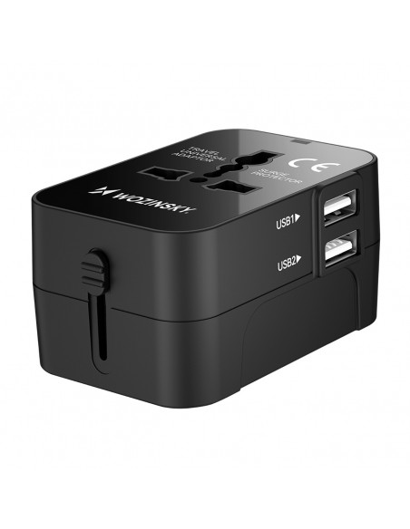 
Universalus kelioninis adapteris, 24 W, EU / US / AUS / UK / 2 x USB-A, juodas
