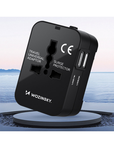 
Universalus kelioninis adapteris, 24 W, EU / US / AUS / UK / 2 x USB-A, juodas
