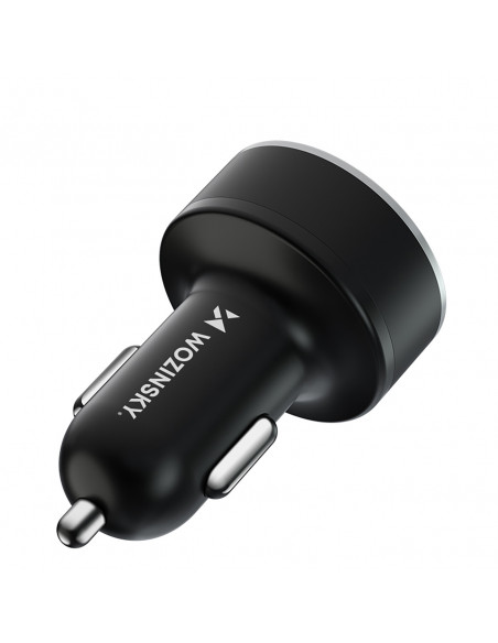 
Automobilinis įkroviklis su ekranu, 50 W, 2 USB-C ir 2 USB-A – juodas
