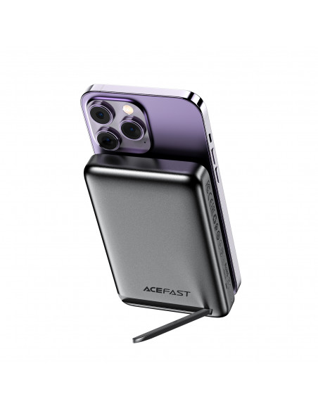 
10000mAh indukcinis magnetinis išorinis akumuliatorius su 20W stovo parinktimi + laidas - juodas
