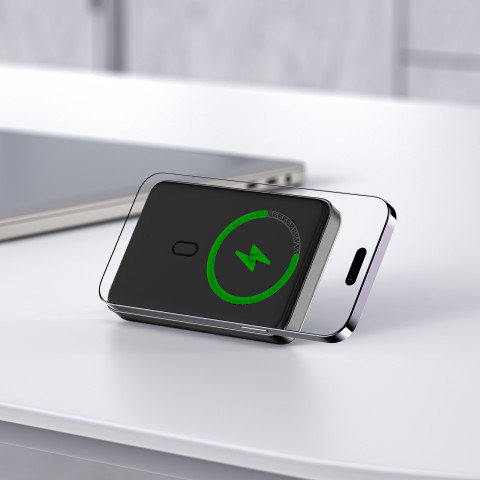 
10000mAh indukcinis magnetinis išorinis akumuliatorius su 20W stovo parinktimi + laidas - juodas
