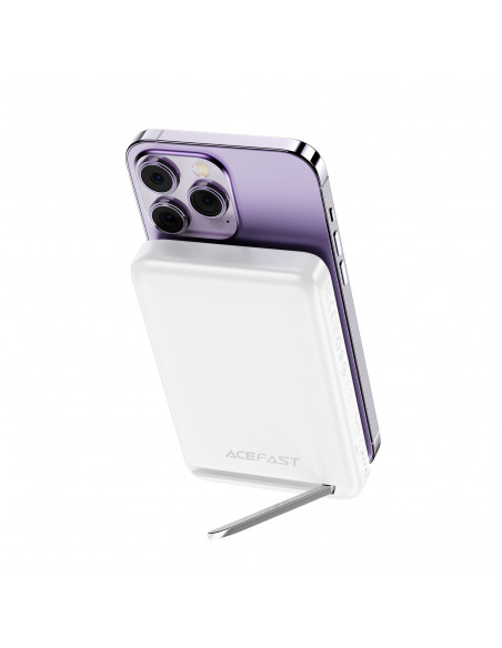 
10000mAh indukcinis magnetinis išorinis akumuliatorius su 20W stovo parinktimi + laidas - baltas
