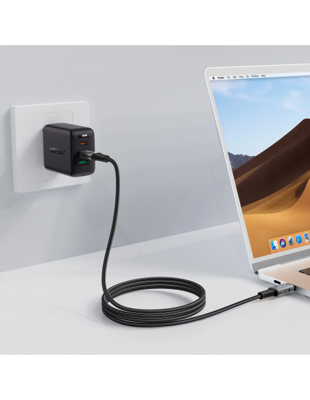 
USB-C USB4 PD3.1 5A kabelis duomenims ir vaizdo įrašams 4K 1 m - pilkai juodas
