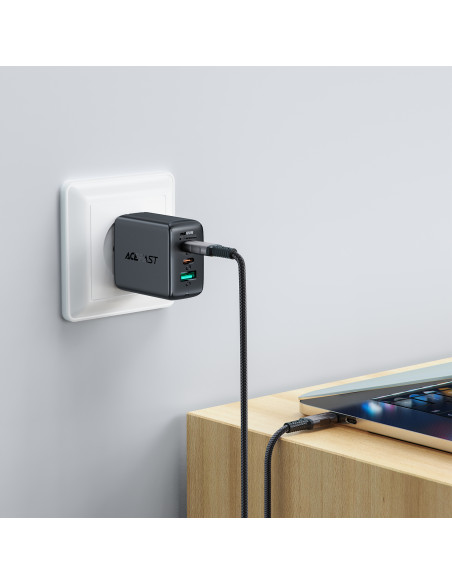 
USB-C USB4 PD3.1 5A kabelis duomenims ir vaizdo įrašams 4K 1 m - pilkai juodas
