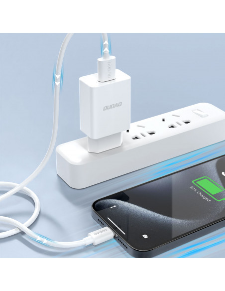 
USB-A 2.1A sieninis įkroviklis + USB-A - microUSB laidas - baltas
