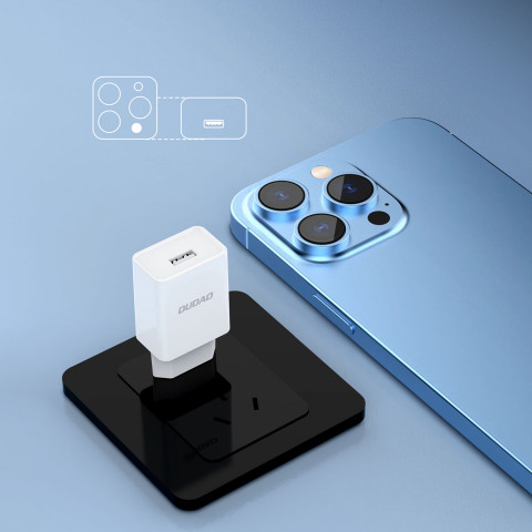 
USB-A 2.1A sieninis įkroviklis + USB-A - microUSB laidas - baltas
