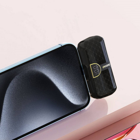 
Mini nešiojamas įkroviklis 5000mAh telefonui, 2x USB-C, juodas
