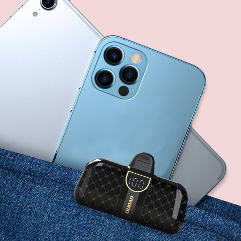 
Mini nešiojamas įkroviklis 5000mAh telefonui, 2x USB-C, juodas
