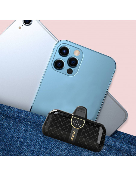 
Mini nešiojamas įkroviklis 5000mAh telefonui, 2x USB-C, juodas
