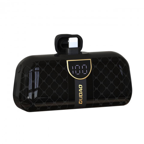 
Mini išorinė baterija, 5000 mAh, skirta „iPhone“ su „Lightning“ ir USB-C laidu, juoda
