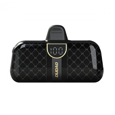 
Mini išorinė baterija, 5000 mAh, skirta „iPhone“ su „Lightning“ ir USB-C laidu, juoda
