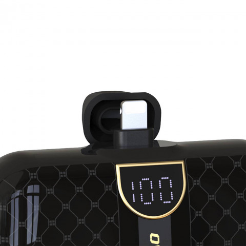 
Mini išorinė baterija, 5000 mAh, skirta „iPhone“ su „Lightning“ ir USB-C laidu, juoda
