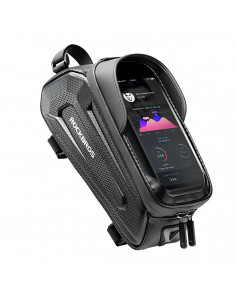 
Šarvuotas dviračio rėmo krepšys su kišene telefonui ir navigacijai, 1,7 l – juodas
