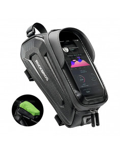 
Šarvuotas dviračio rėmo krepšys su kišene telefonui ir navigacijos sistema, 1,7 l + dangtelis - juodas
