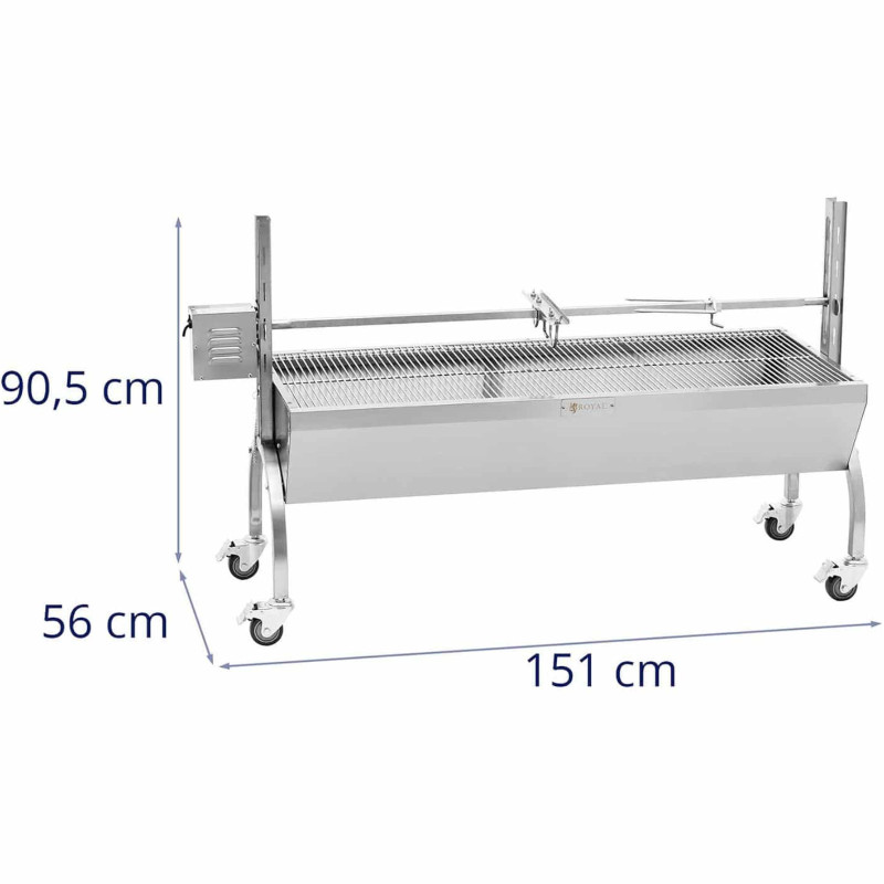 Grilis su anglimis su elektriniu kepsniu paršeliui kepti 13 W 40 kg 137 cm