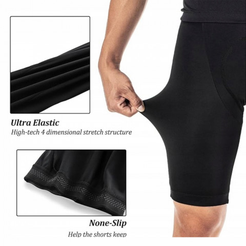 
Dviratininko šortai su dirželiu ir apsauga XL - juodi
