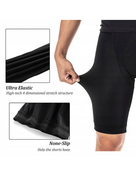 
Dviratininko šortai su dirželiu ir apsauga XL - juodi

