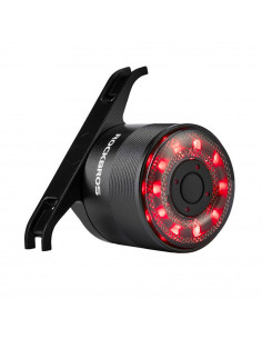 
Q1 galinis dviračio žibintas, 7 spalvų LED blykstė + USB-C - USB-A laidas - juodas
