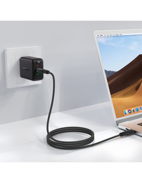 
Lankstus pintas laidas USB-C - USB-C 60W 3A 1.2m - juodas
