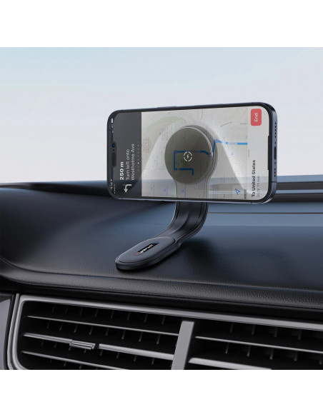 
Automobilinis telefono laikiklis su 15 W „MagSafe“ belaidžiu įkrovikliu – juodas
