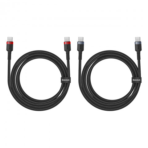 
2x „Cafule USB-C“ – USB-C 100 W 2 m laidas – raudonai juodas ir juodai pilkas
