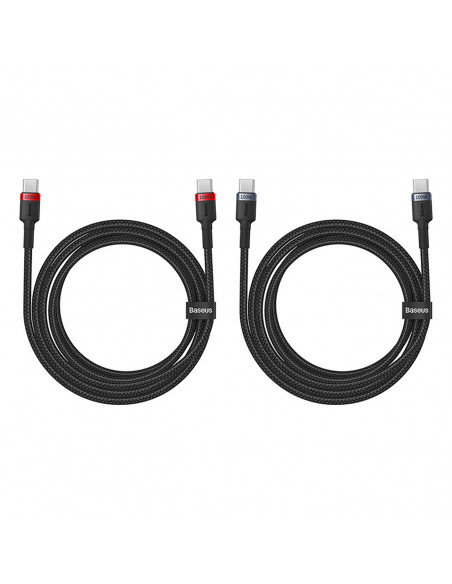 
2x „Cafule USB-C“ – USB-C 100 W 2 m laidas – raudonai juodas ir juodai pilkas
