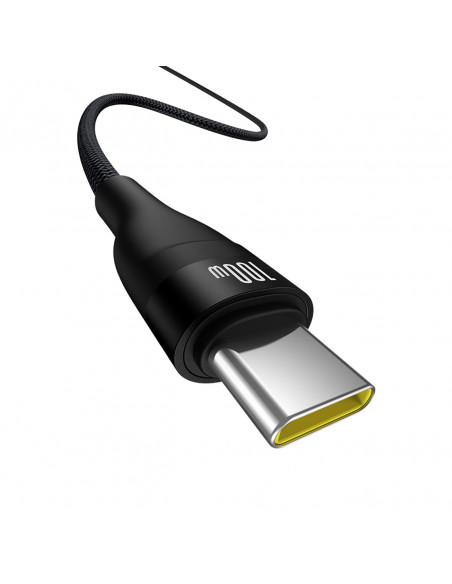 
„Flash 2“ USB-A - USB-C 100 W 2 m kabelis – juodas

