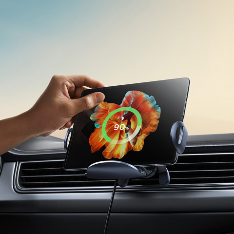 
Automobilio grotelių laikiklis su trijų ritinių indukciniu įkrovikliu - juodas
