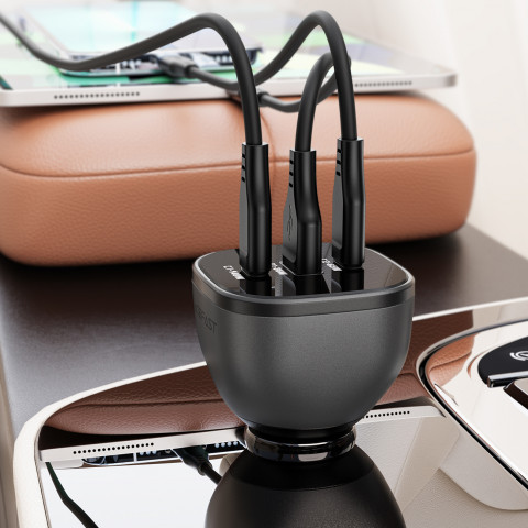 
B14 165W automobilinis įkroviklis 2x USB-C 1x USB-A - juodas
