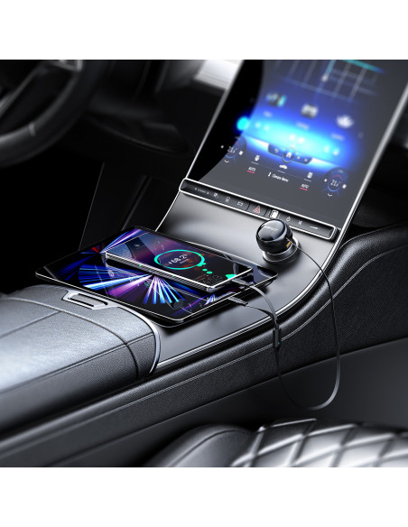 
B13 53W USB-A automobilinis įkroviklis + 2 USB-C ištraukiami laidai – juodas
