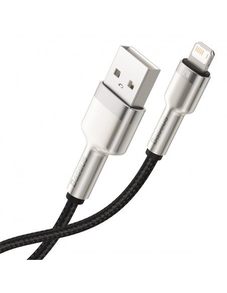 
„Cafule“ serijos metalinis duomenų USB-A - iPhone „Lightning“ 2.4A 1 m laidas - juodas
