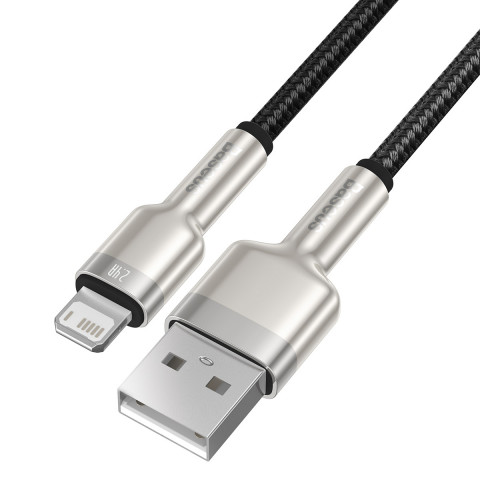 
„Cafule“ serijos metalinis duomenų USB-A - iPhone „Lightning“ 2.4A 1 m laidas - juodas

