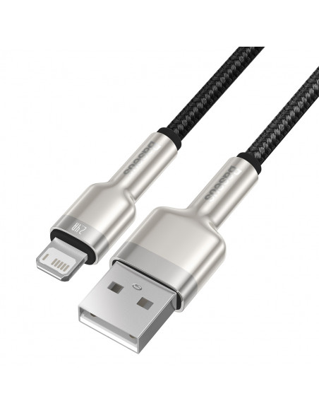 
„Cafule“ serijos metalinis duomenų USB-A - iPhone „Lightning“ 2.4A 1 m laidas - juodas
