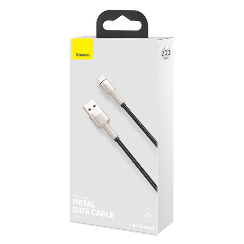 
„Cafule“ serijos metalinis duomenų USB-A - iPhone „Lightning“ 2.4A 1 m laidas - juodas
