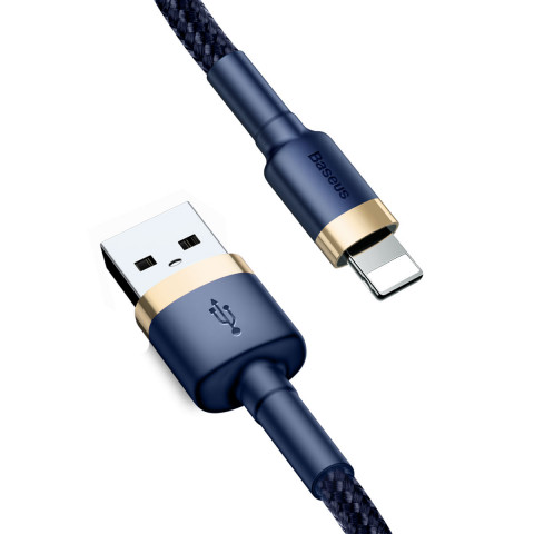 
„Cafule USB-A“ – „iPhone Lightning 2.4A QC 3.0“ laidas, 1 m – mėlynai auksinis

