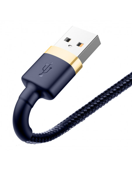 
„Cafule USB-A“ – „iPhone Lightning 2.4A QC 3.0“ laidas, 1 m – mėlynai auksinis
