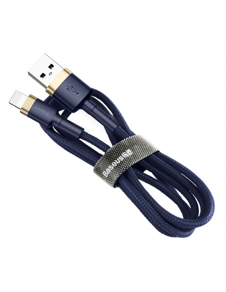 
„Cafule USB-A“ – „iPhone Lightning 2.4A QC 3.0“ laidas, 1 m – mėlynai auksinis
