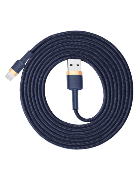 
„Cafule USB-A“ – „iPhone Lightning 2.4A QC 3.0“ laidas, 1 m – mėlynai auksinis
