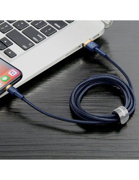 
„Cafule USB-A“ – „iPhone Lightning 2.4A QC 3.0“ laidas, 1 m – mėlynai auksinis
