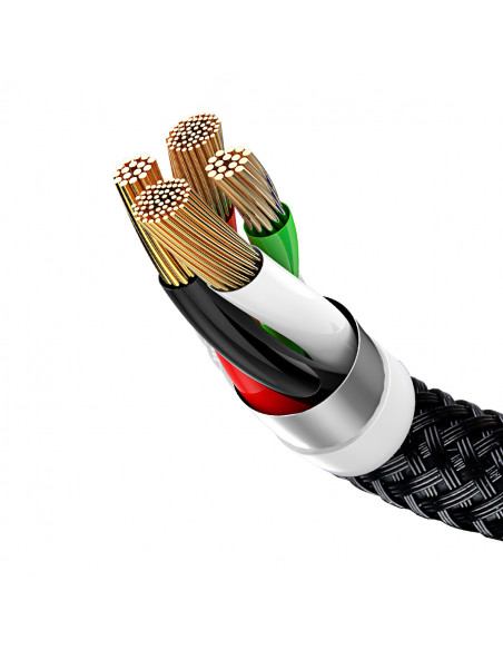 
3in1 laidas USB-A - micro USB / iPhone Lightning / USB-C 3.5A 0.3m - juodas
