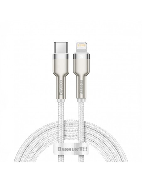 
„Cafule“ serijos metalinis duomenų USB-C – iPhone „Lightning“ 20 W PD laidas 1 m – baltas
