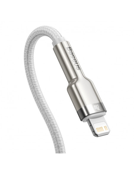 
„Cafule“ serijos metalinis duomenų USB-C – iPhone „Lightning“ 20 W PD laidas 1 m – baltas
