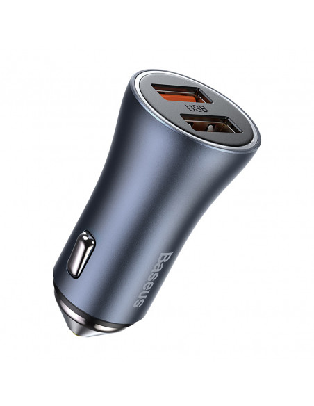 
„Golden Contactor Pro“ 2x USB-A 40W QC SCP FCP AFC automobilinis įkroviklis – pilkas
