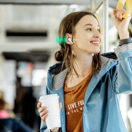 Į ausis įdedamos vandeniui atsparios belaidės Bluetooth ausinės Apollo Air + TWS ANC baltos