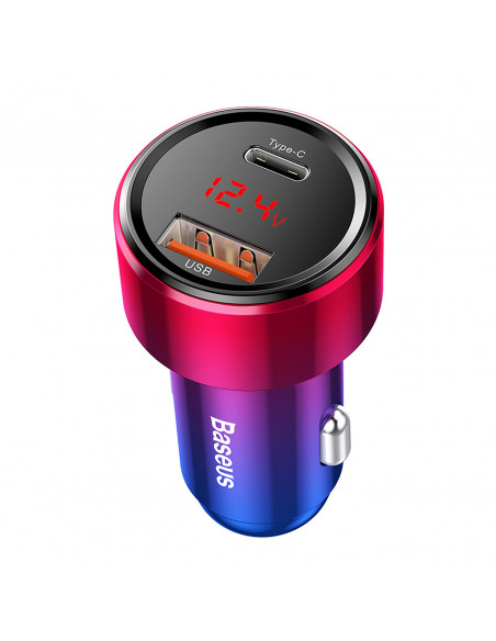 
„Magic Series PPS USB-C USB-A 45W PD QC 5A“ automobilinis įkroviklis – rožinis ir mėlynas
