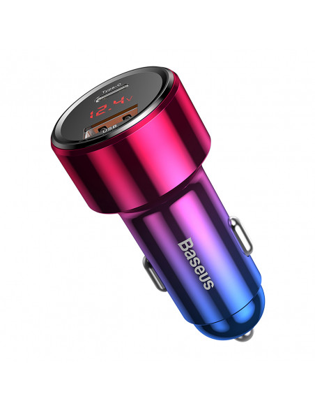 
„Magic Series PPS USB-C USB-A 45W PD QC 5A“ automobilinis įkroviklis – rožinis ir mėlynas
