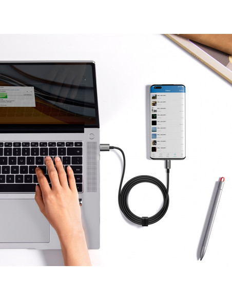 
„Superior“ serijos USB-A - USB-C 100 W 1 m kabelis - juodas
