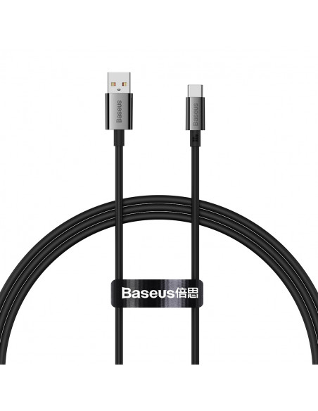 
„Superior“ serijos USB-A - USB-C 100 W 2 m kabelis - juodas
