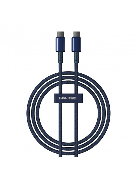 
Volframo aukso spalvos USB-C laidas - USB-C 100W 1m - tamsiai mėlynas
